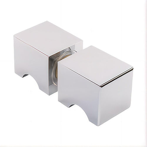 90cm Wall to Wall Frameless Shower Screen with Chrome Brackets and Brass Hinges, Square Knob Handle