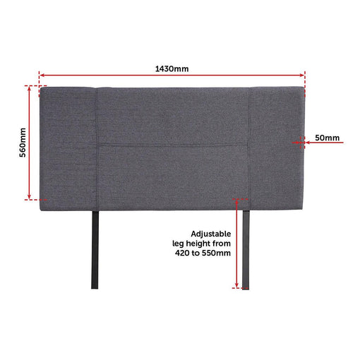 Double Grey Linen Fabric Bed Headboard Bedhead