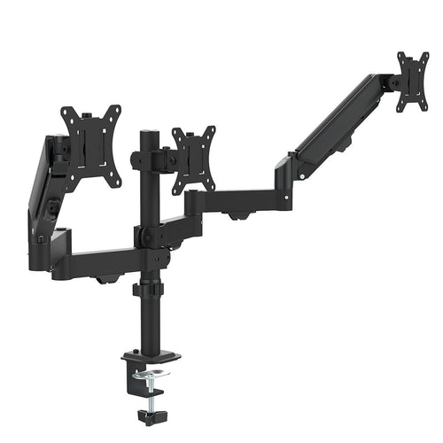 Triple Computer Monitor Mount Stand – Desk Clamp with 3 Adjustable Arms for Multi-Screen Display Setup
