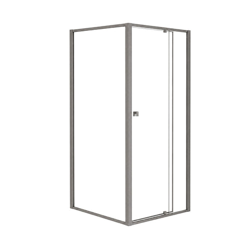 Semi-Frameless Shower Screen – Gunmetal, Front: (74~82)x195cm, Side: (89~92)x195cm