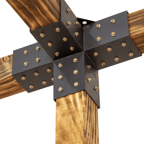 Roof Pergola Gazebo Shed Matte Black Steel Double with Top Rafters Brackets DIY Kits