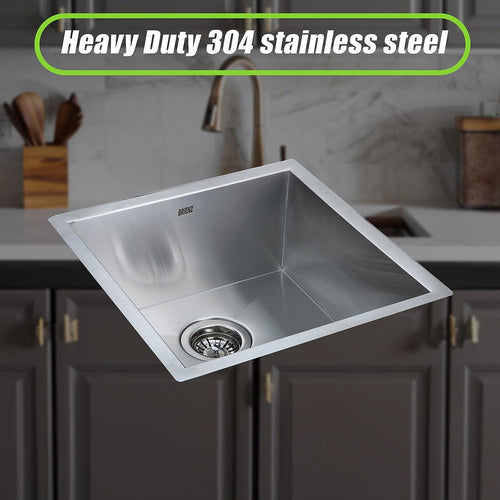 440x440mm Stainless Steel Handmade 1.0mm Sink with Waste in Stainless Steel Finish