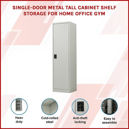 Single Door Metal Locker Cabinet - Grey without Legs