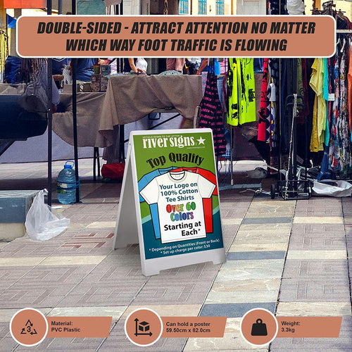 Double Side Sidewalk A-frame Sign Sandwich Board holds Graphic Plastic Panels
