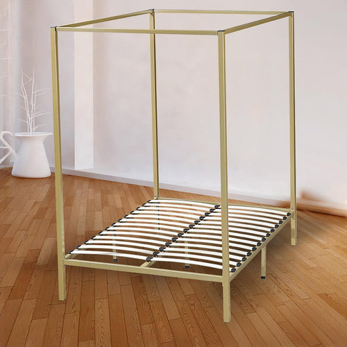 4 Four Poster Double Bed Frame - Gold