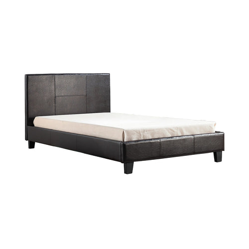 King Single Size Bed Frame with Headboard – Brown PU Leather