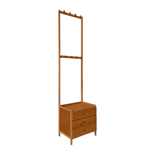 42x165cm Wooden Hall Stand with Drawer – Modern Minimalist Floor Coat Rack in Dark Wood