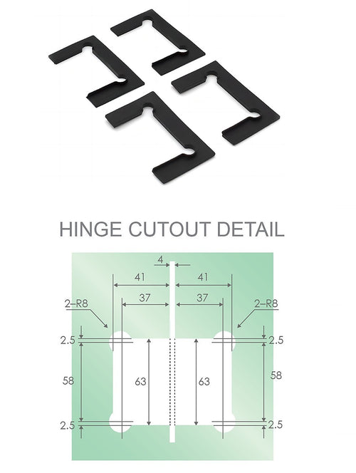 90x70cm Corner Frameless Shower Screen with Black Wall Channel and Floor F-Bracket and SS Hinges, Square Knob Handle