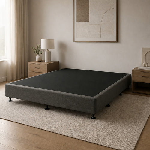 King Slatted Ensemble Bed Base - Graphite Linen Breathable Cover