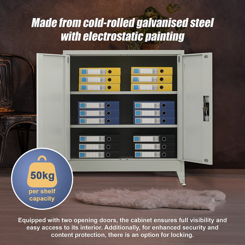 Two-Door Metal Locker - Grey with Legs