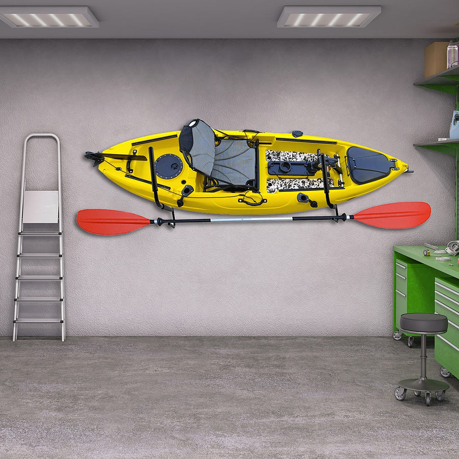Kayak Storage Rack – Folding Wall Brackets with Accessory Hooks