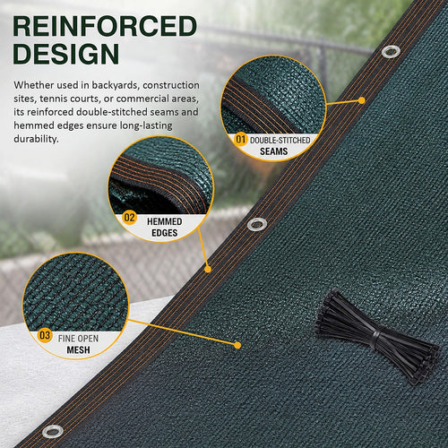 Fence Privacy Screen – 15mx2m Dark Green HDPE Mesh Windscreen