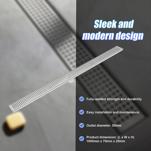 100cm Bathroom Shower Stainless Steel Grate Drain w/ Centre outlet Floor Waste