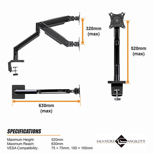 Monitor Arm 24-40 Inch Gas Spring Desk Mount VESA Monitor Stand