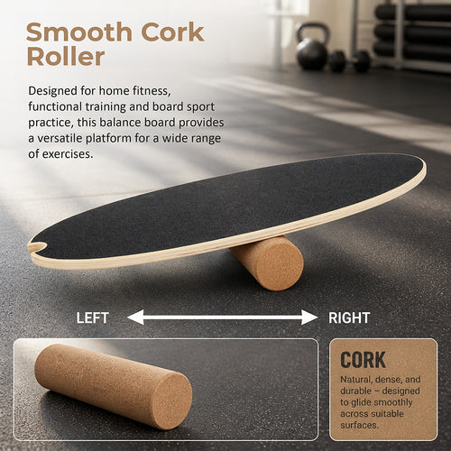 Surf Style Balance Board with Cork Roller Wooden Wobble Board 150kg