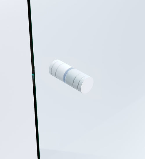120x90cm Corner Frameless Shower Screen with White Wall U-Brackets and Brass Hinges, Round Knob Handle
