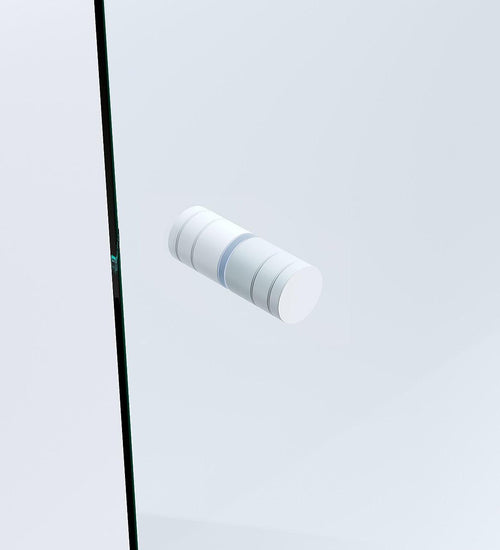100cm Wall to Wall Frameless Shower Screen with White Channel and SS Hinges , Round Knob Handle