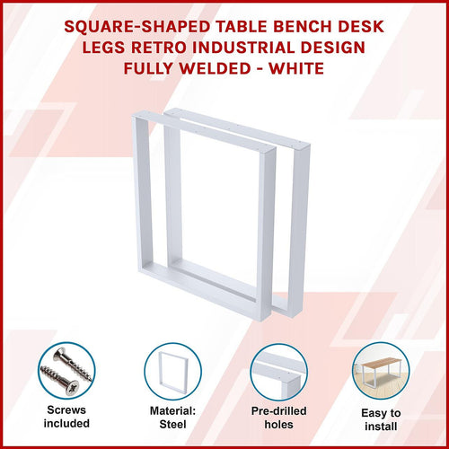 Table Bench Desk Legs Retro Industrial Design - White Square