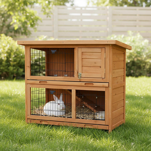 Large Rabbit Hutch with BASE Chicken Coop 2-Storey Guinea Pig Pet Cage House