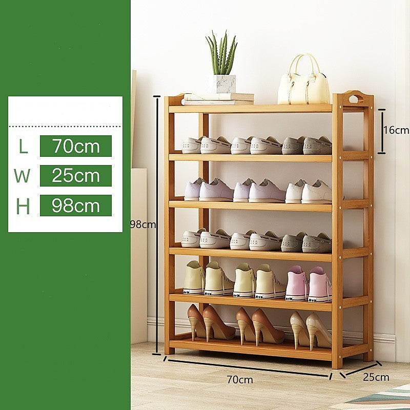 6 Layers Natural Wood Bamboo Shelf Entryway Storage Shoe Rack Home
