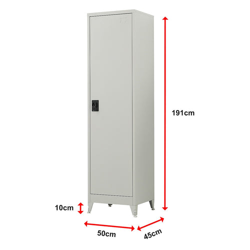 Single Door Metal Locker Cabinet - Grey with Legs