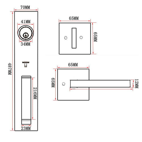 Matte Black Single Door Handle Set Dummy Front Entry with Deadbolt Style Lock