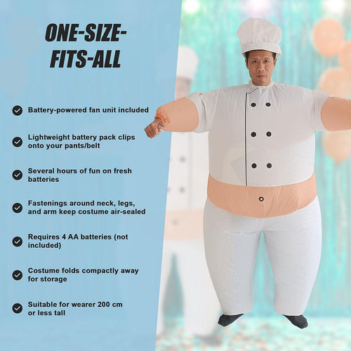 Chef Fancy Dress Inflatable Suit -Fan Operated Costume