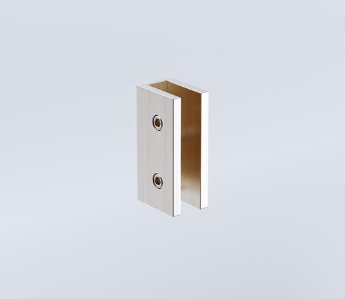 100x70cm Corner Frameless Shower Screen with Nickel Brackets and SS Hinges, Round Knob Handle
