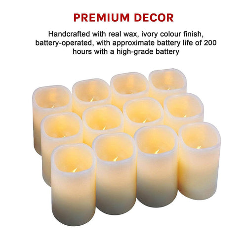 Flameless Candles LED Candles Set of 12 Battery Flickering Bulb