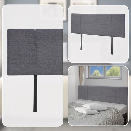 Queen Grey Linen Fabric Bed Headboard Bedhead