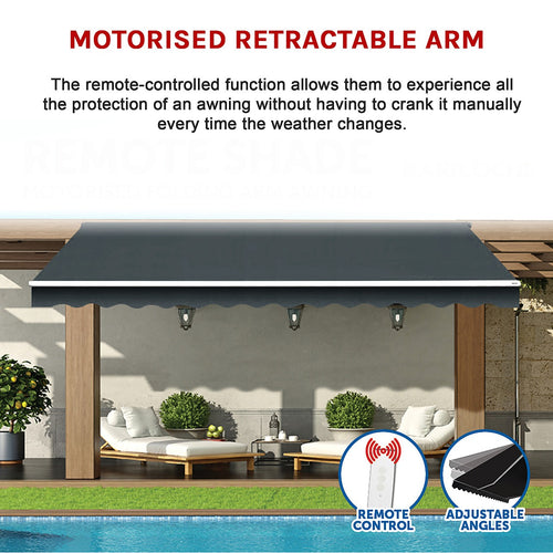 Automatic Retractable Awning 5x2.5m - Grey Outdoor Wall Sunshade