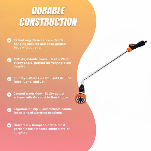 90cm Garden Hose Spray Lance – Long Reach Multi-Function Watering Gun