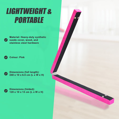 2.2m Gymnastics Folding Balance Beam – Pink Training Equipment