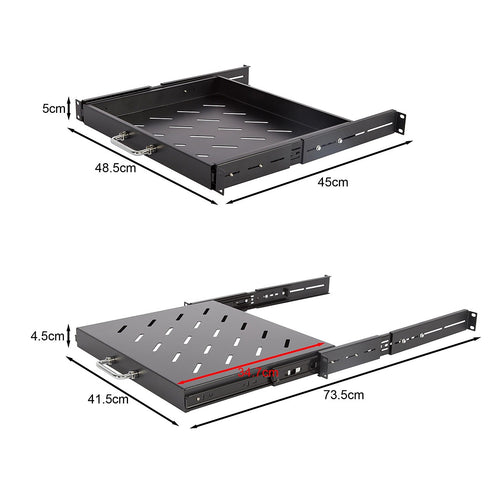 Sliding Rack Server Shelf For Rack 1U 19" 4 Post Rack Mount-Adjustable 15"-22"