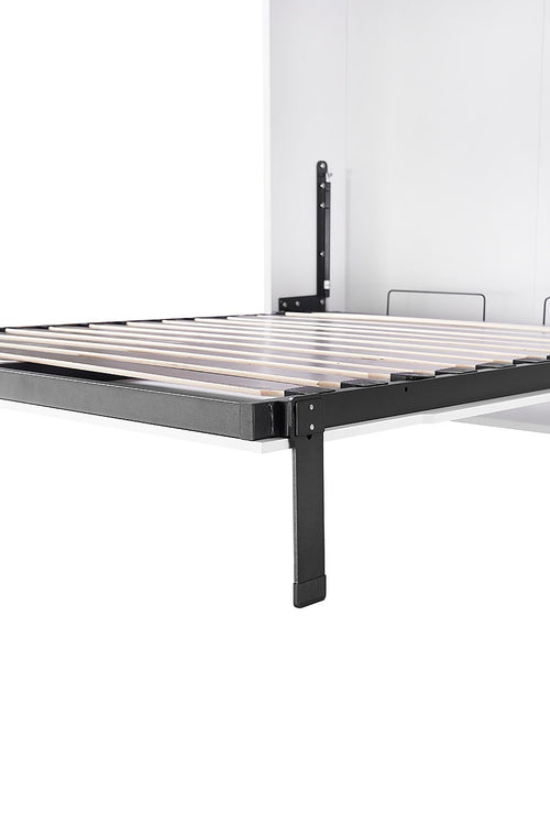 Queen Wall Bed in Gloss – Space Saving Murphy Bed Kit with Silver Door Handle