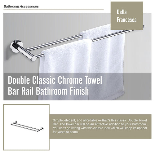 Double Classic Chrome Towel Bar Rail Bathroom   