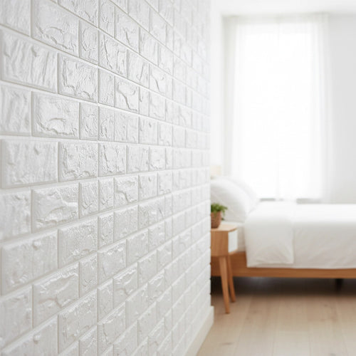 3D Brick Wall Tile Stickers 60x30cm – 50 Pack Peel & Stick Wallpaper Panels for Home Décor