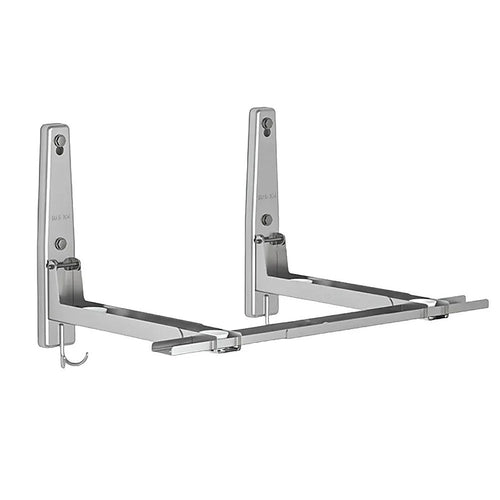 Stainless Steel Microwave Oven Wall Mount Bracket – Adjustable Shelf with Removable Hooks
