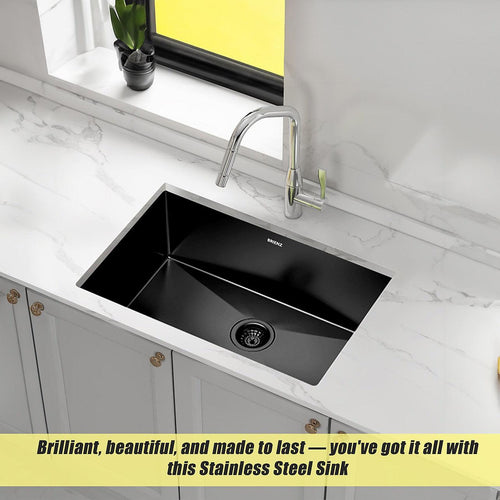 700x450mm Stainless Steel Handmade 1.5mm Sink with Waste in Black with sand finish Finish