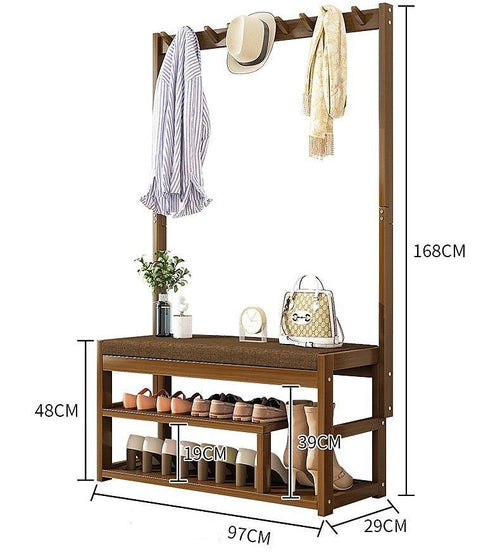 100cm Hallway Bench Coat Rack Stand Multifunctional Hall Shelf Entryway
