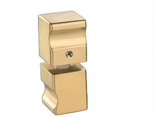 110x110cm Corner Frameless Shower Screen with Gold Brackets and SS Hinges, Square Knob Handle