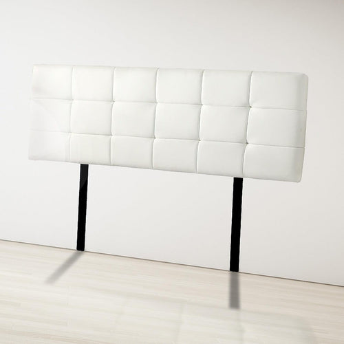 Queen PU Leather Bed Deluxe Headboard Bedhead - White