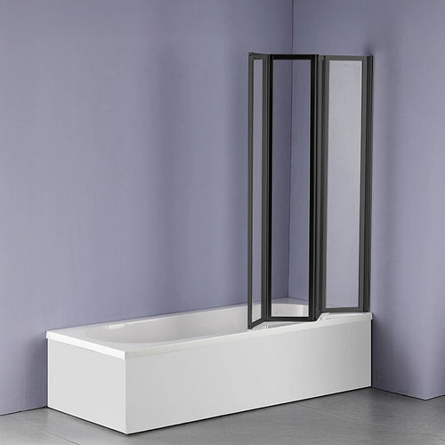 4 Fold Black Folding Bath Shower Screen Door Panel 1000 x 1400mm
