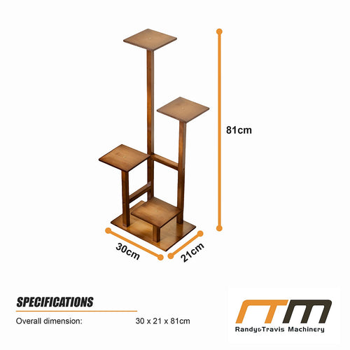 4 Tier Vertical Dark Wood Plant Stand Indoor Display Rack