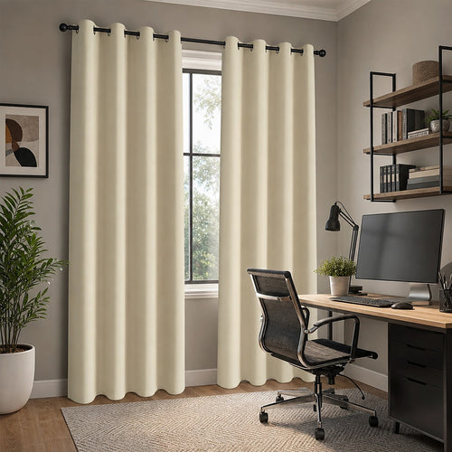 Cream 2X Blockout Curtains – Blackout Window Draperies Pair with Eyelets for Bedroom 132x244cm