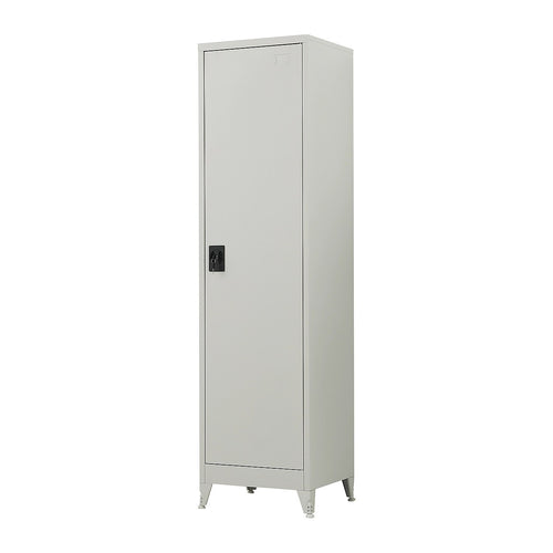 Single Door Metal Locker Cabinet - Grey +with Legs