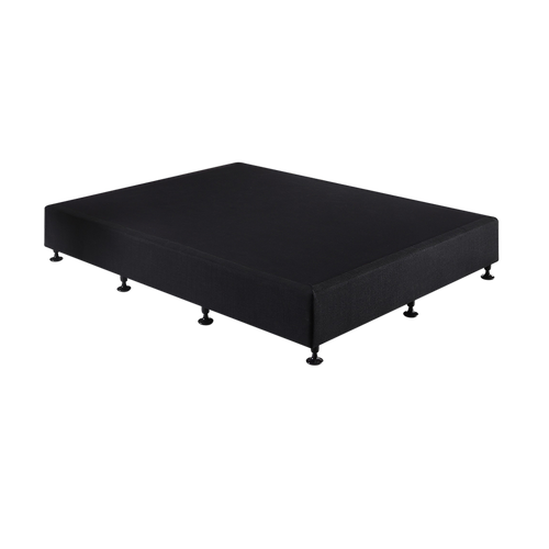 Queen Slatted Ensemble Bed Base - Midnight Black Linen Breathable Cover