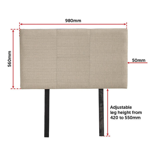 Single Beige Linen Fabric Bed Headboard Bedhead