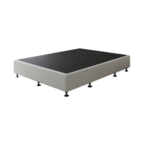 Queen Slatted Ensemble Bed Base - Grey Linen Breathable Cover