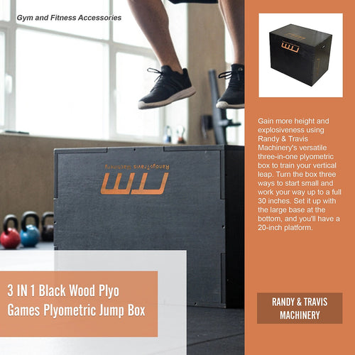 3 IN 1 Black Wood Plyo Games Plyometric Jump Box